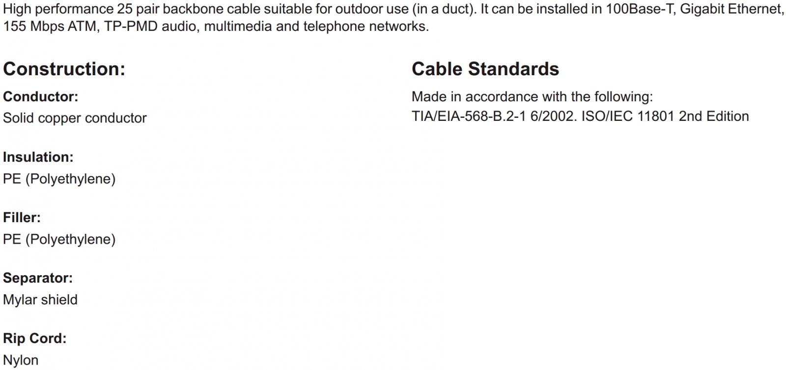 כבל תקשורת קשיח CAT5E PP001172